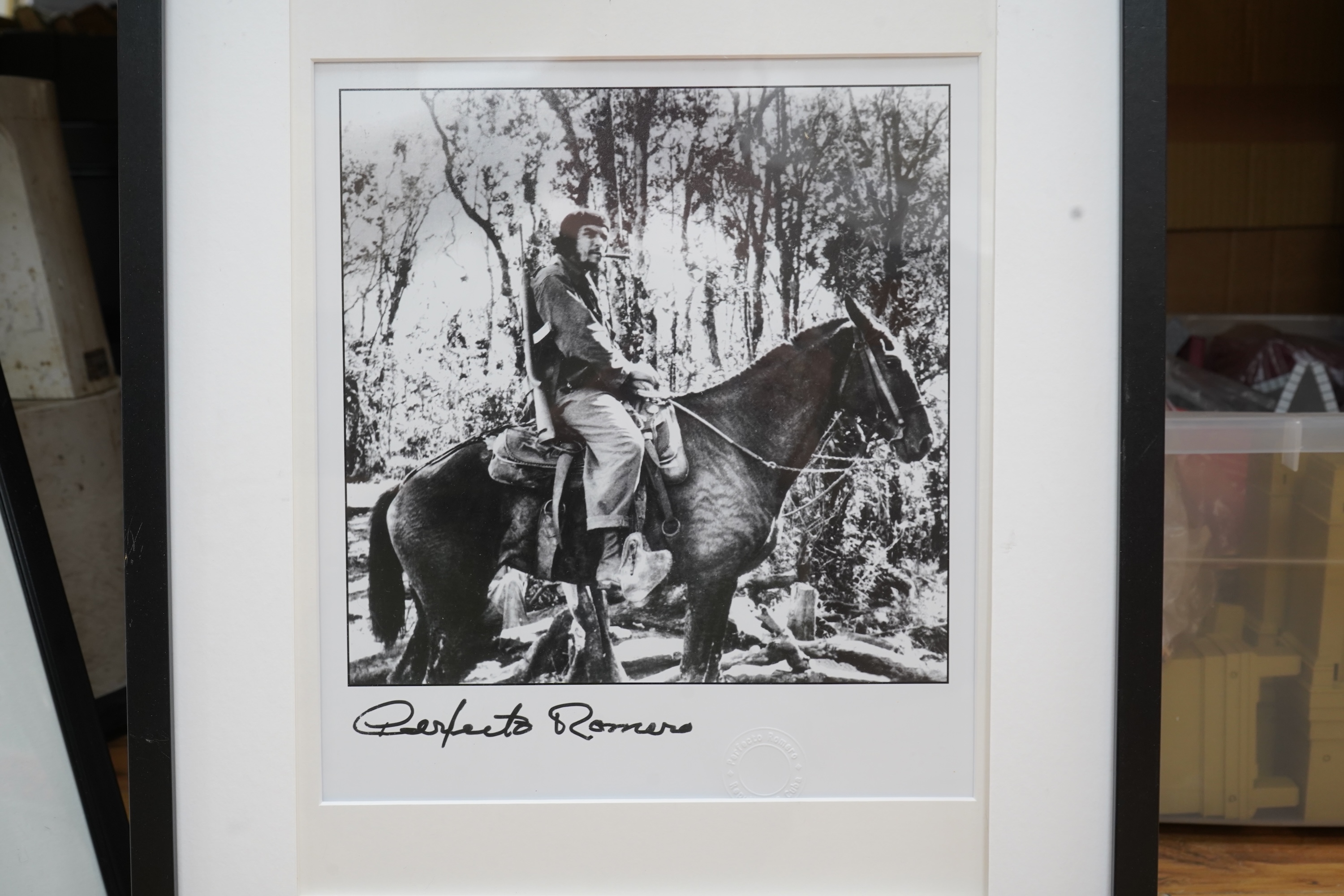 After Perfecto Romero (b.1936), three gelatin silver prints, Portraits of Che Guevara, stamped, two framed with facsimile signatures, largest 31 x 27cm